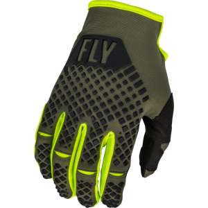 Fly Racing Youth Kinetic Gloves Olive Green/Hi-Viz