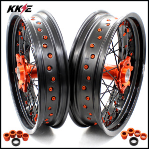 KKE 3.5 & 5.0 Supermoto Wheels for KTM SX SX-F XC XC-F EXC 2003-2022 Orange Black