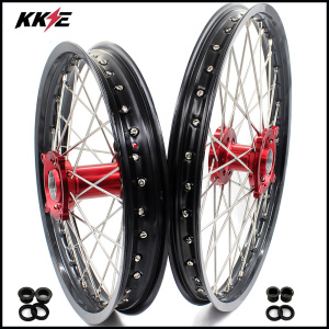 KKE 21 & 18 Enduro Wheels Rims for Husqvarna TE TC FE FC SMR TXC 2000-2013 Red Hubs