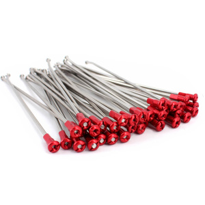 KKE FRONT 1.6*21 STAINLESS STEEL SPOKE SET WITH ALLOY RED NIPPLE FOR HONDA CRF250R CRF250X CRF450R CRF450X SILVER