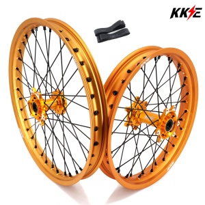 KKE Factory Stock KKE 21" & 18" E-Bike Spoke Wheels Rims Fit SurRon Ultra Bee 2023-2024 Gold Hub & Gold Rim