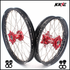 KKE 21/18 Spoked Enduro Wheels for GAS GAS Enduro Bikes 2004-2017 Red