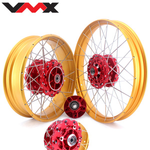 VMX 21/18 Tubeless Rims Fit Honda XL750 Transalp 2023-2024 Red Hub & Gold Rim