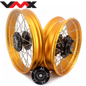 VMX 2.5*19 & 4.25*17 Tubeless Wheels Set Fit For Honda CB500X 2019-2021 Black Hub Gold Rim