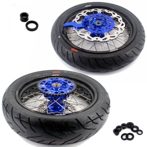 KKE 3.5/4.25*17inch Cush Drive Rims Tires For YAMAHA WR250F 2001-2019 WR450F 2003-2018 Blue Hub