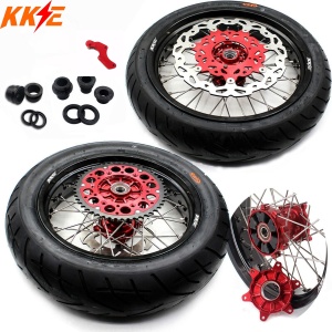 KKE CUSH DRIVE 17 Inch Supermoto Tires Rims Fit HONDA CRF250X CRF450X 2005-2018