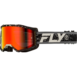 Fly Racing Zone Goggles Black / Grey with Red Mirror & Smoke Lens