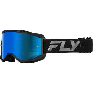 Fly Racing Zone Goggles Black / Black with Sky Blue Mirror & Smoke Lens