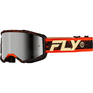 Fly Racing Zone Goggles Black / Red / Cream with Silver Mirror & Smoke Lens