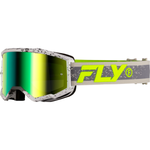 Fly Racing Zone Goggles Dark Grey / Hi-Vis with Iridescent Green Mirror Lens