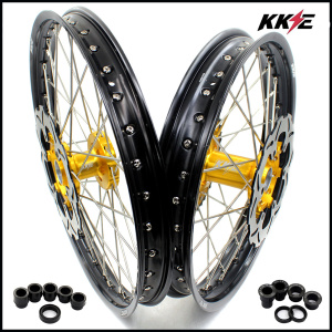 KKE 21" 19" Mx Diretibke Wheels For YAMAHA YZ125 YZ250 1999-2016 YZ250F YZ450F 2003-2015 Gold&Black With Disc