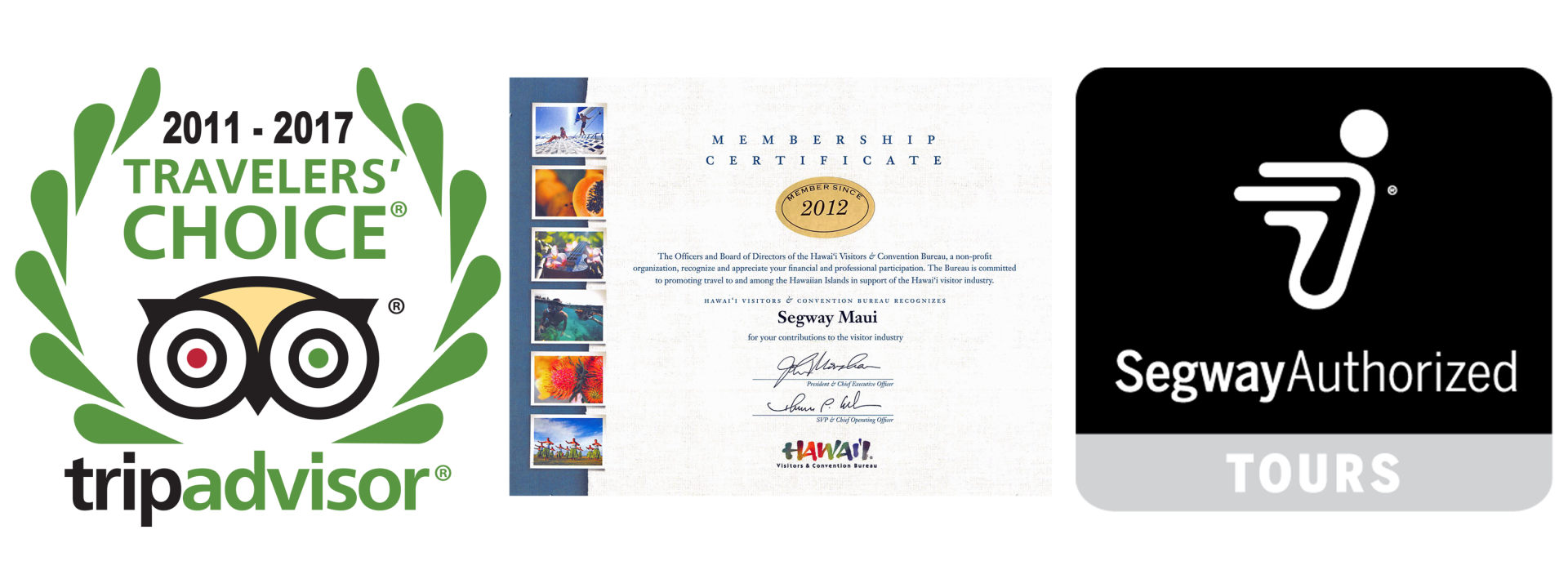 Segway Maui certificates